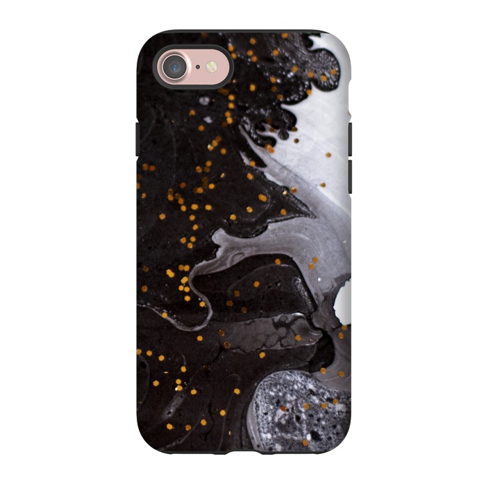 iPhone 7 StrongFit glitter marble black white by haroulita