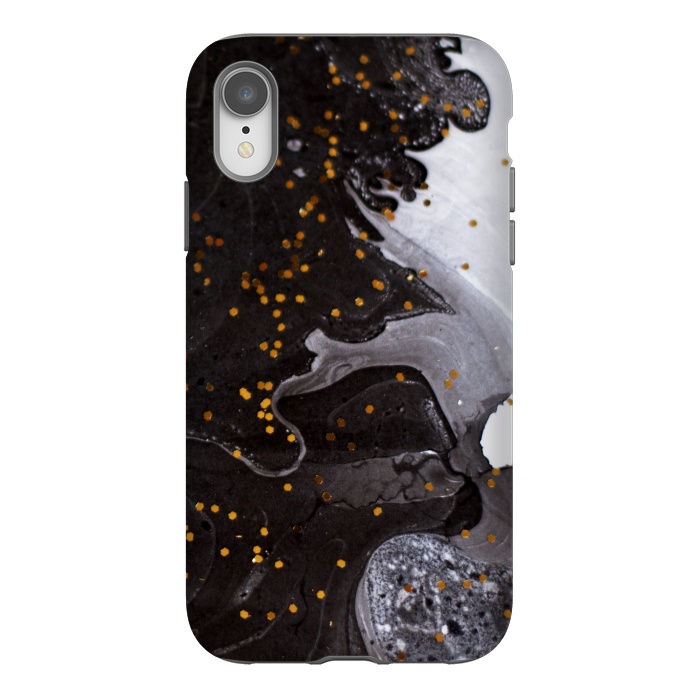 iPhone Xr StrongFit glitter marble black white by haroulita
