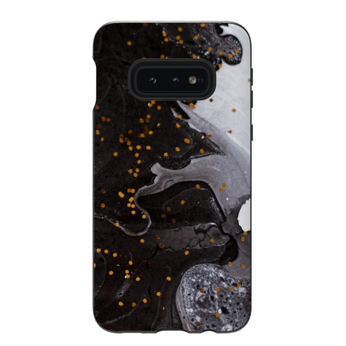 Galaxy S10e StrongFit glitter marble black white by haroulita