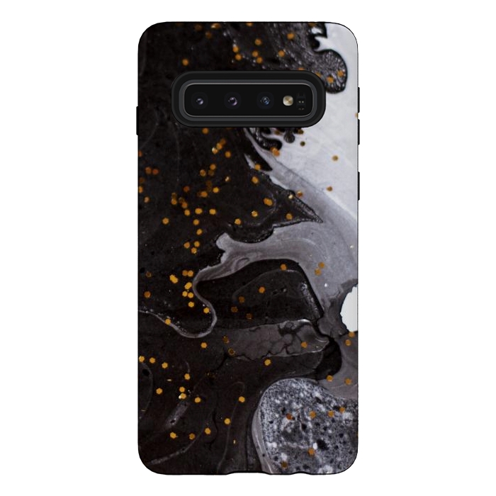 Galaxy S10 StrongFit glitter marble black white by haroulita