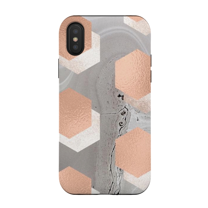 iPhone Xs / X StrongFit rose gold marble by haroulita