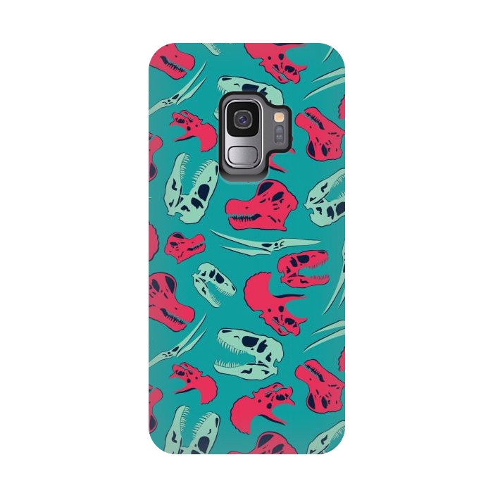 Galaxy S9 StrongFit Skull Roll - Teal by Melissa Lee