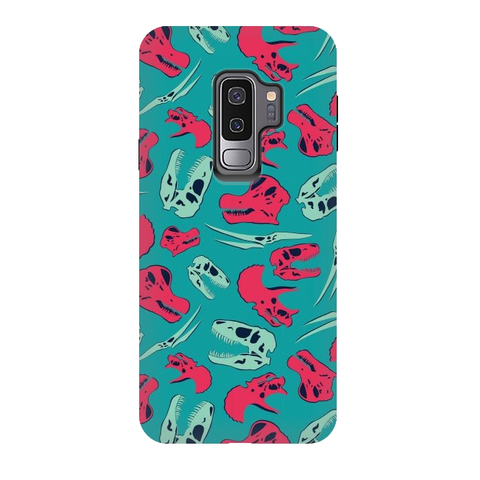 Galaxy S9 plus StrongFit Skull Roll - Teal by Melissa Lee