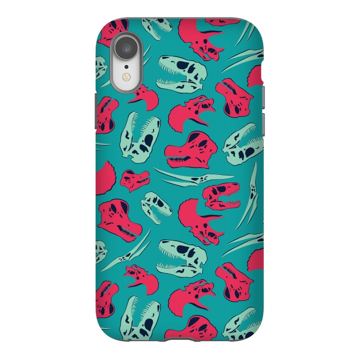 iPhone Xr StrongFit Skull Roll - Teal by Melissa Lee