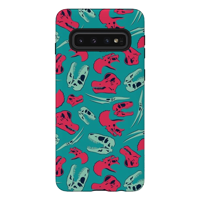 Galaxy S10 StrongFit Skull Roll - Teal by Melissa Lee