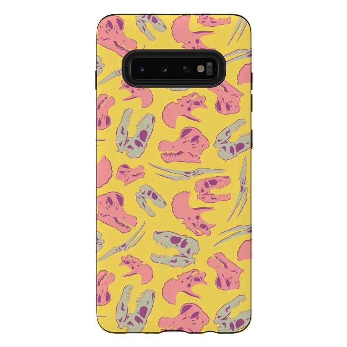 Galaxy S10 plus StrongFit Skull Roll - Yellow by Melissa Lee