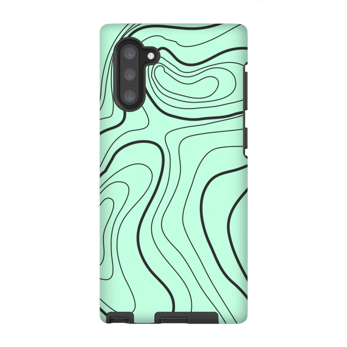 Galaxy Note 10 StrongFit green abstract lines 2 by MALLIKA
