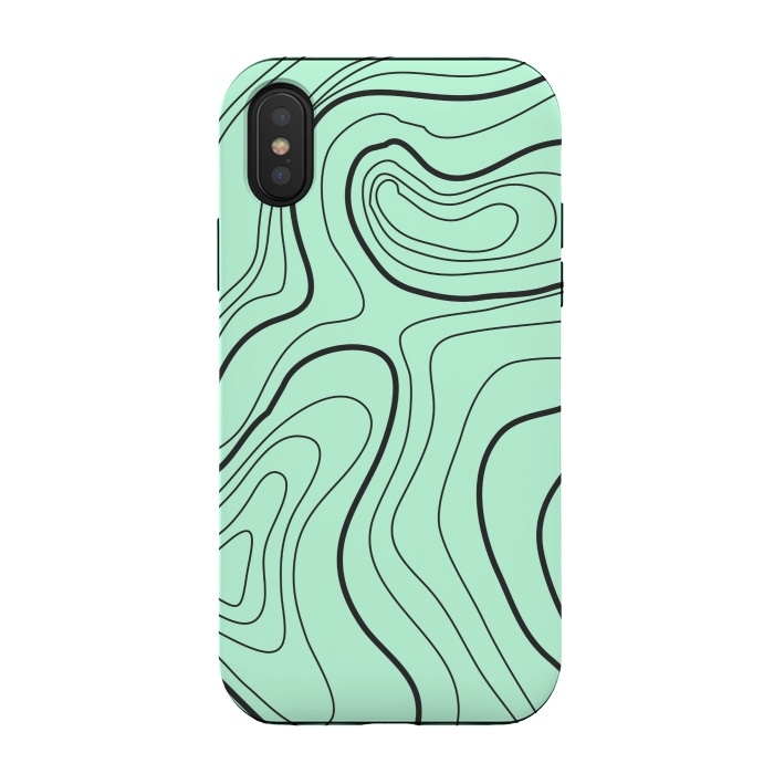 iPhone Xs / X StrongFit green abstract lines 2 by MALLIKA
