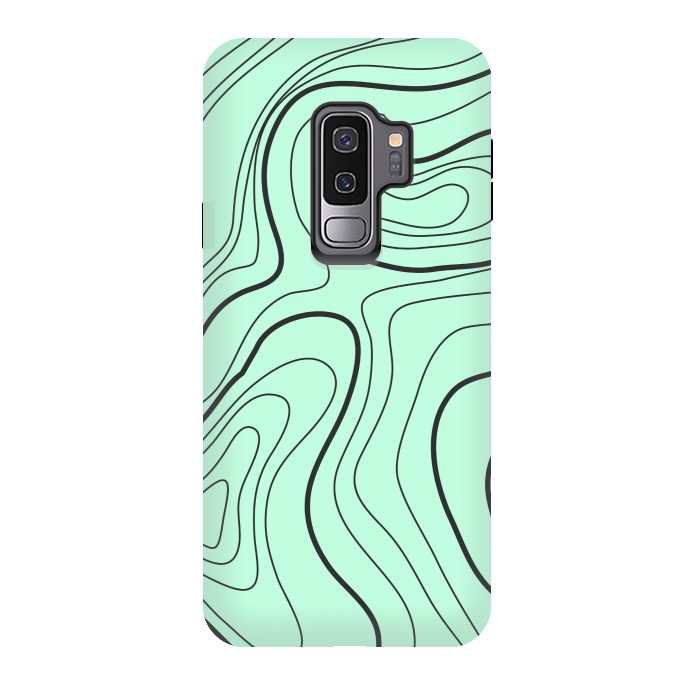 Galaxy S9 plus StrongFit green abstract lines 2 by MALLIKA