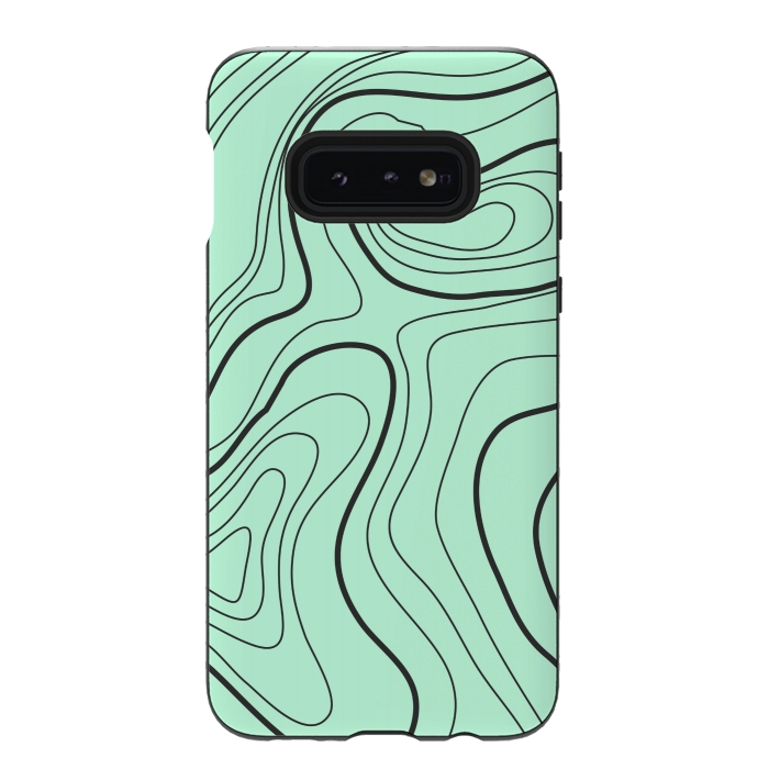 Galaxy S10e StrongFit green abstract lines 2 by MALLIKA