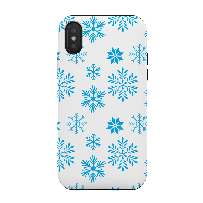 iPhone Xs / X StrongFit blue snowflakes pattern by MALLIKA