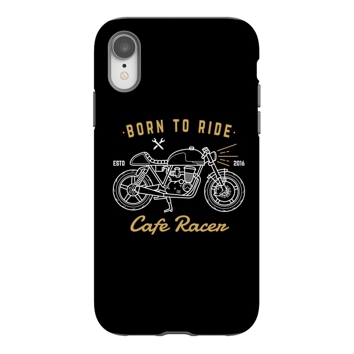 iPhone Xr StrongFit Born to Ride Cafe Racer by Afif Quilimo