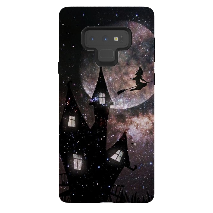 Galaxy Note 9 StrongFit Flying witch and dark house at night by Oana 