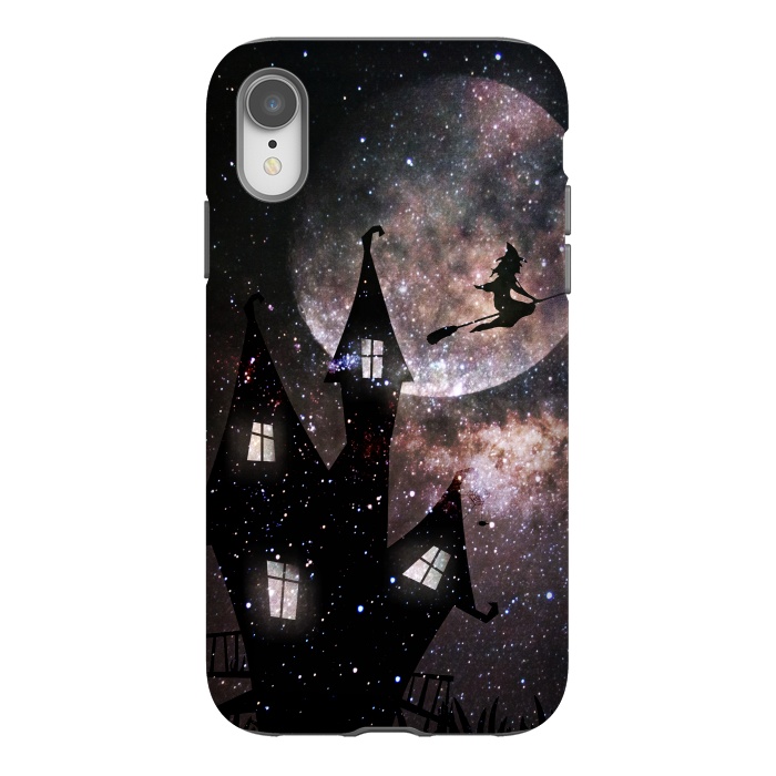 iPhone Xr StrongFit Flying witch and dark house at night by Oana 