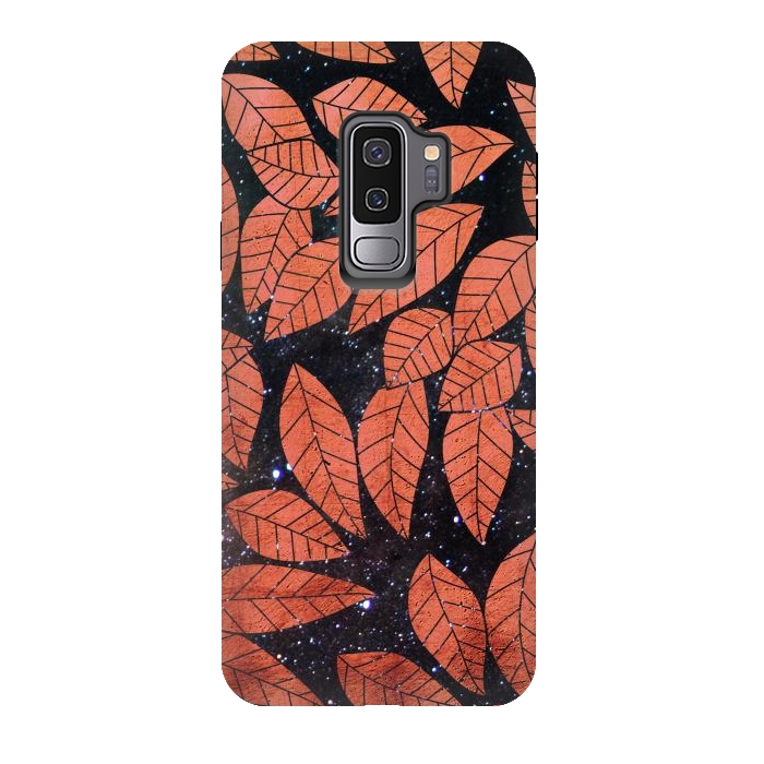 Galaxy S9 plus StrongFit Rust autumn leaves pattern by Oana 