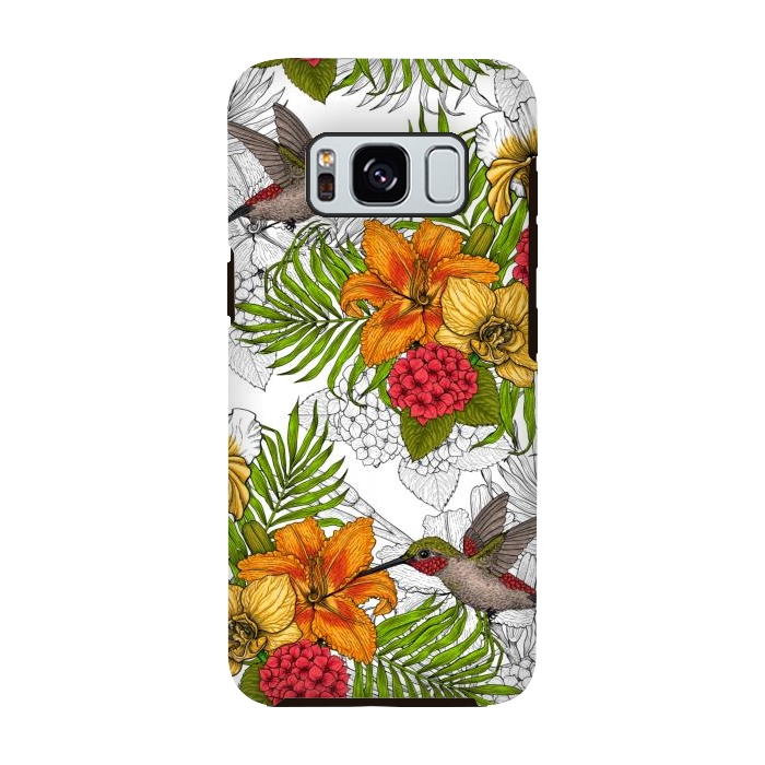 Galaxy S8 StrongFit Hummingbirds and tropical bouquet by Katerina Kirilova