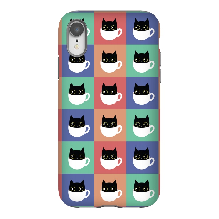 iPhone Xr StrongFit Coffee  cat pattern by Laura Nagel