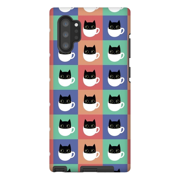 Galaxy Note 10 plus StrongFit Coffee  cat pattern by Laura Nagel