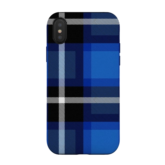 iPhone Xs / X StrongFit Blue Scottish Plaid by TMSarts