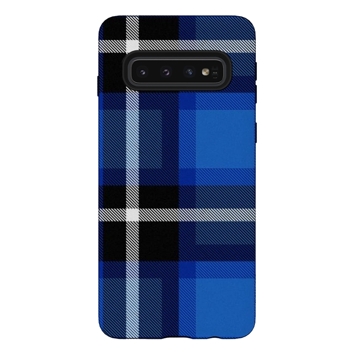 Galaxy S10 StrongFit Blue Scottish Plaid by TMSarts