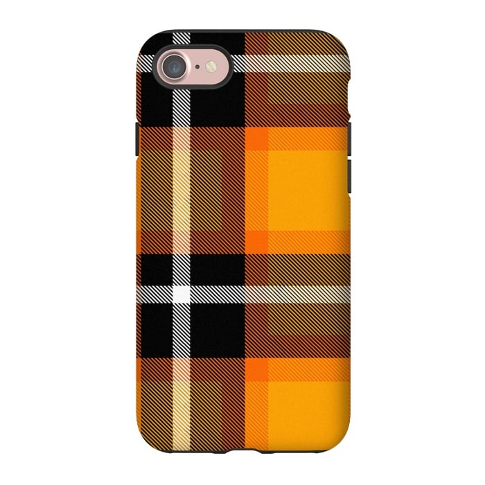 iPhone 7 StrongFit Orange Scottish Plaid by TMSarts