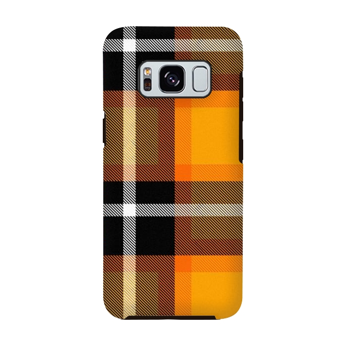 Galaxy S8 StrongFit Orange Scottish Plaid by TMSarts