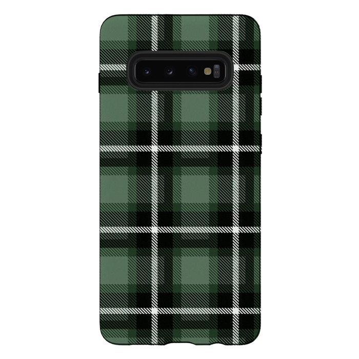 Galaxy S10 plus StrongFit Olive Scottish Plaid by TMSarts