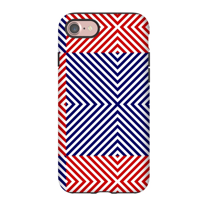 iPhone 7 StrongFit Red Blue Crossing Diagonal Striped by TMSarts