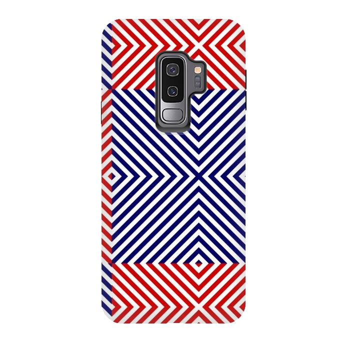Galaxy S9 plus StrongFit Red Blue Crossing Diagonal Striped by TMSarts