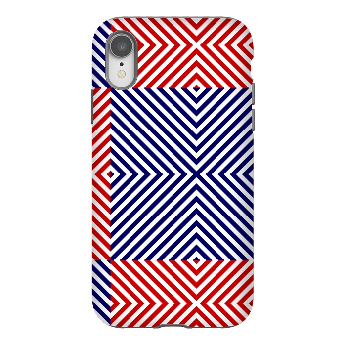 iPhone Xr StrongFit Red Blue Crossing Diagonal Striped by TMSarts