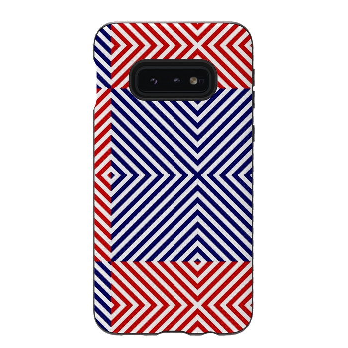 Galaxy S10e StrongFit Red Blue Crossing Diagonal Striped by TMSarts