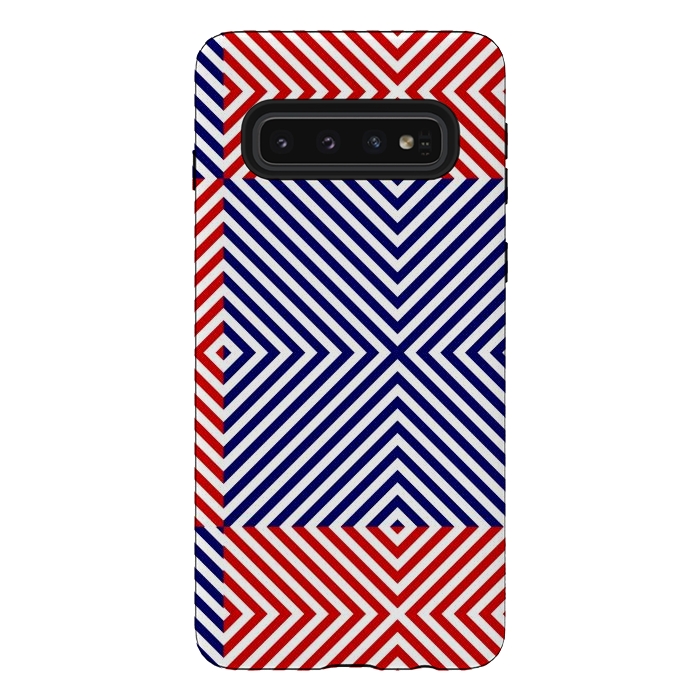 Galaxy S10 StrongFit Red Blue Crossing Diagonal Striped by TMSarts