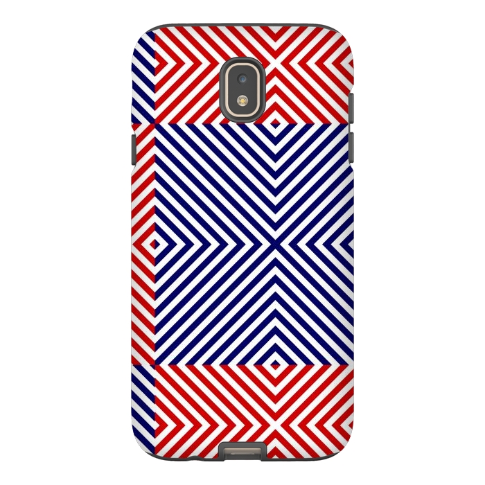 Galaxy J7 StrongFit Red Blue Crossing Diagonal Striped by TMSarts