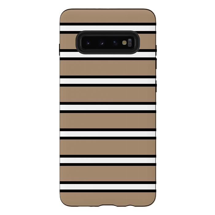 Galaxy S10 plus StrongFit Khaki Contrast Stripes by TMSarts