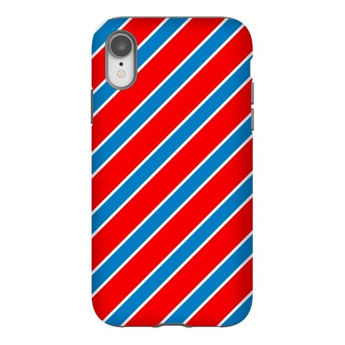 iPhone Xr StrongFit Red Blue Diagonal Stripes by TMSarts
