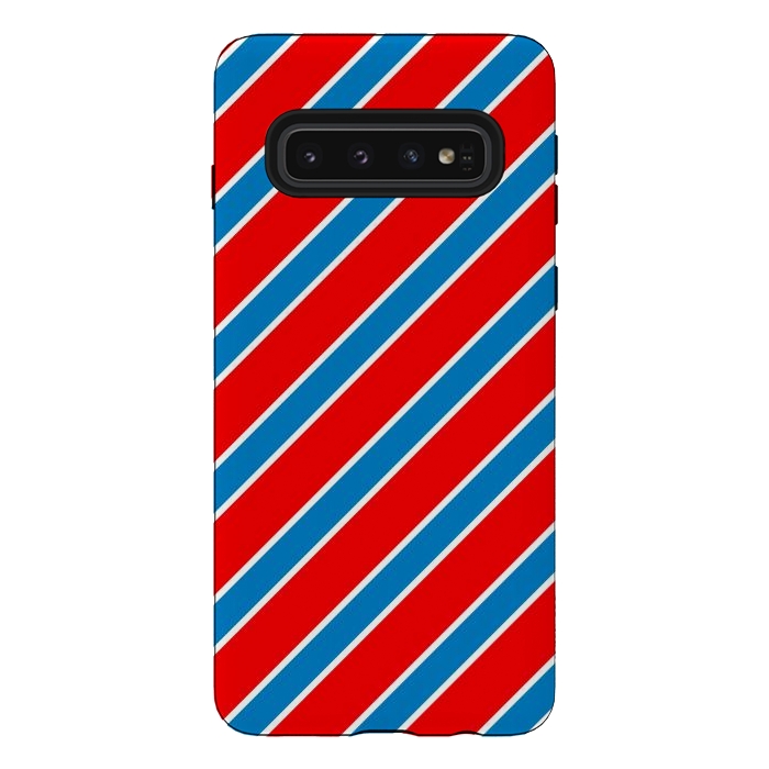 Galaxy S10 StrongFit Red Blue Diagonal Stripes by TMSarts