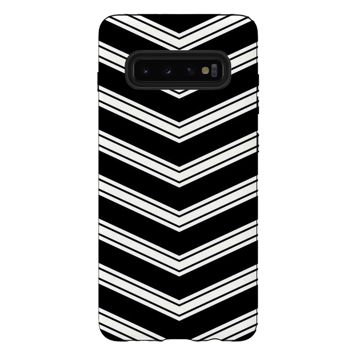 Galaxy S10 plus StrongFit Black And White Chevrons by TMSarts