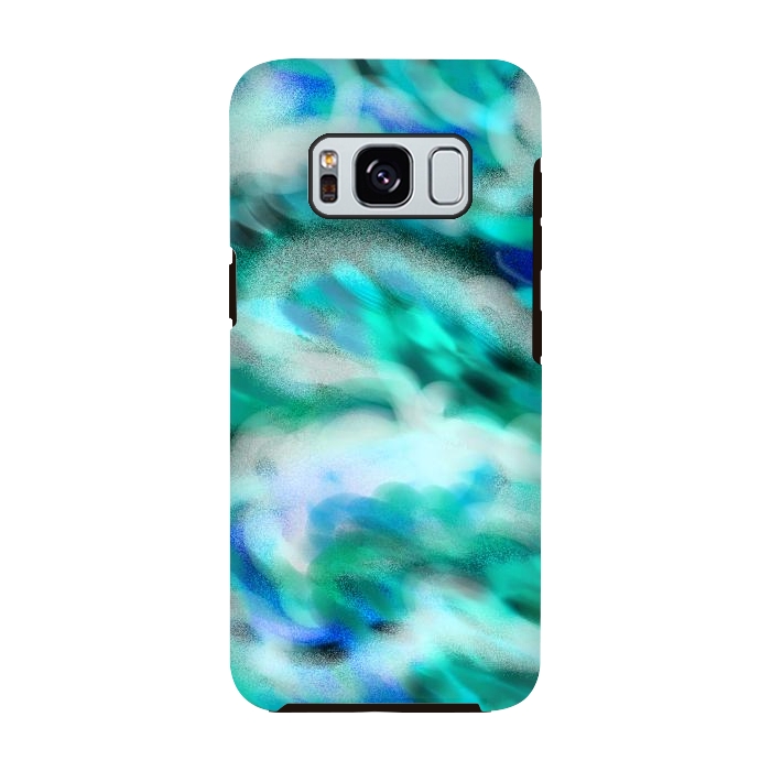 Galaxy S8 StrongFit Waves blue abstract art painting phone case by Josie