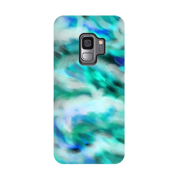 Galaxy S9 StrongFit Waves blue abstract art painting phone case by Josie