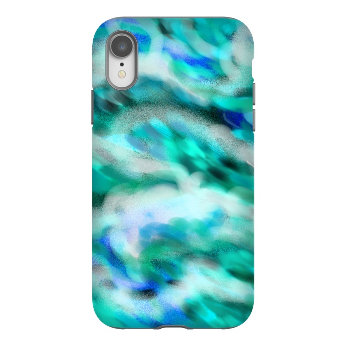 iPhone Xr StrongFit Waves blue abstract art painting phone case by Josie