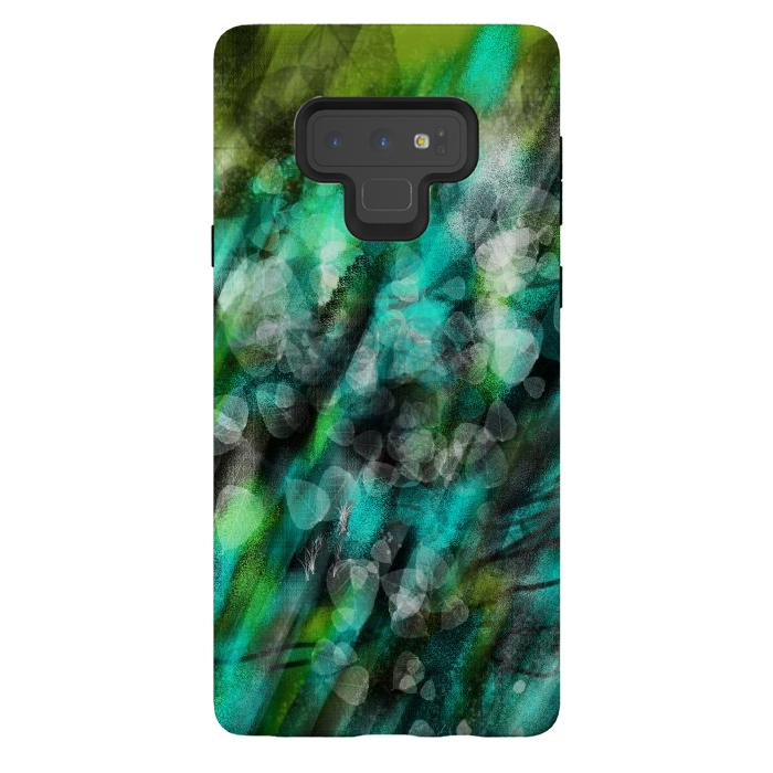 Galaxy Note 9 StrongFit Blue green textured abstract digital art by Josie
