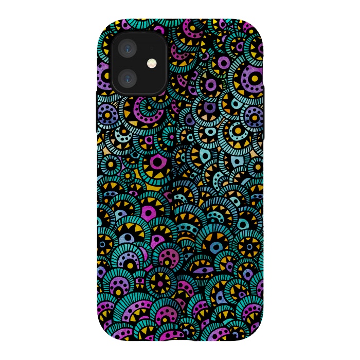 iPhone 11 StrongFit Peacock Tail by Pom Graphic Design