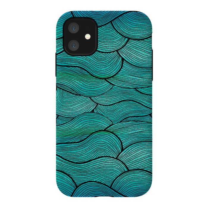 iPhone 11 StrongFit Sea Waves Pattern by Pom Graphic Design