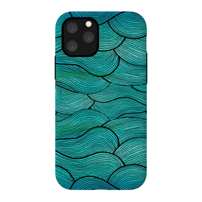 iPhone 11 Pro StrongFit Sea Waves Pattern by Pom Graphic Design