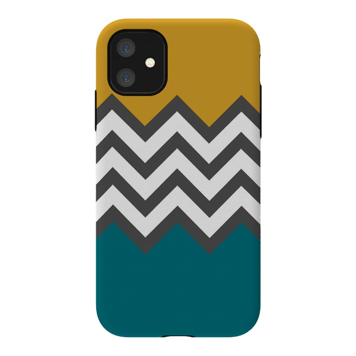 iPhone 11 StrongFit Color Blocked Chevron Mustard by Josie Steinfort 