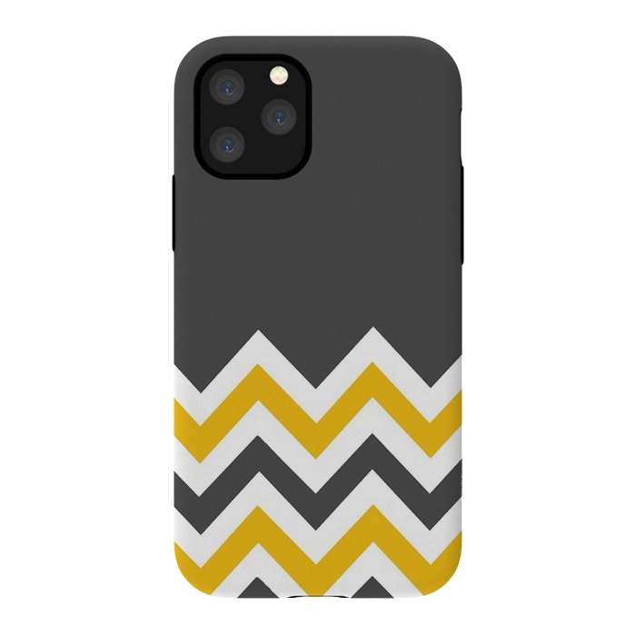 iPhone 11 Pro StrongFit Color Blocked Chevron Mustard Gray by Josie Steinfort 