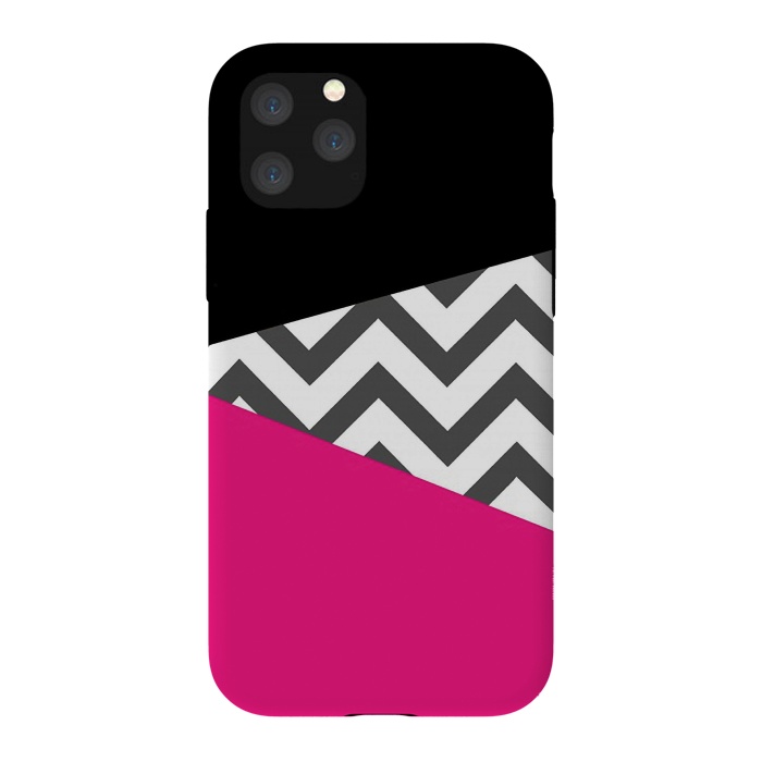 iPhone 11 Pro StrongFit Color Blocked Chevron Black Pink  by Josie Steinfort 