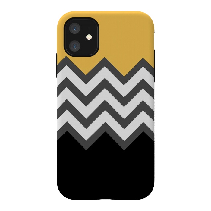 iPhone 11 StrongFit Color Blocked Chevron Black Yellow by Josie Steinfort 