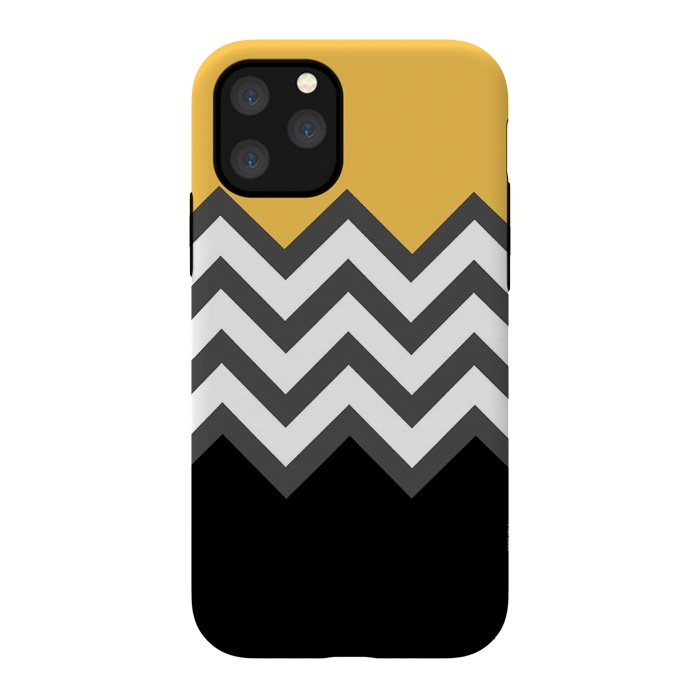 iPhone 11 Pro StrongFit Color Blocked Chevron Black Yellow by Josie Steinfort 