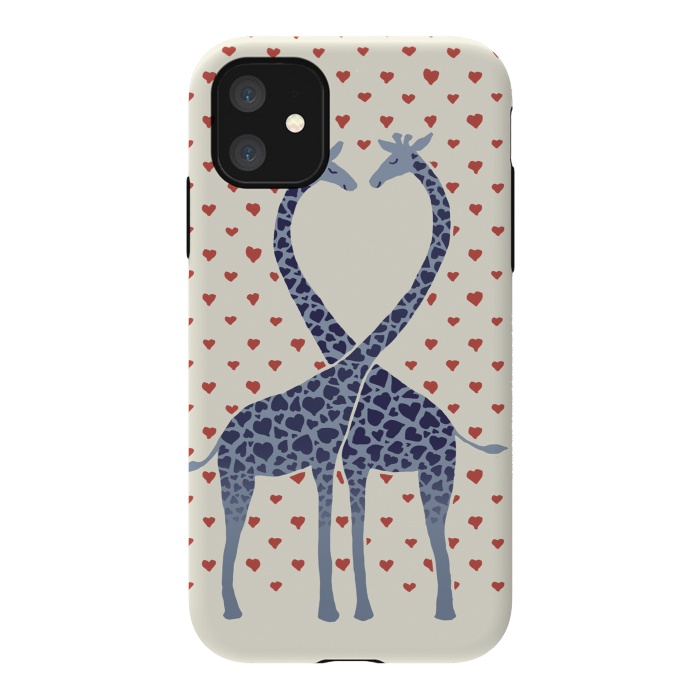 iPhone 11 StrongFit Giraffes in Love a Valentine's Day illustration by Micklyn Le Feuvre